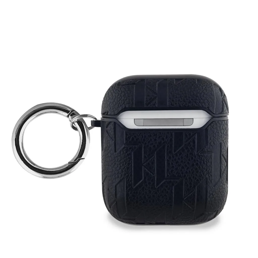 Apple AirPods / AirPods 2 Karl Lagerfeld PU Embossed Choupette Head tok (Fekete) - KLA2PGCHPK