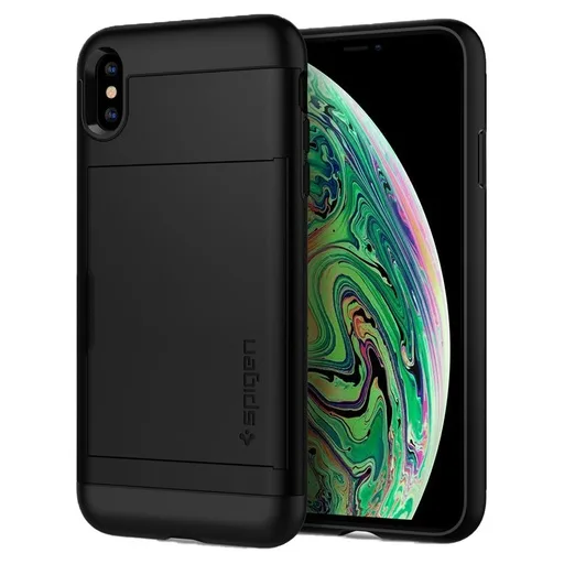 Apple iPhone X / iPhone XS Spigen slim armor CS ütésálló hátlap tok (Fekete)