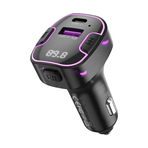 XO BCC12 autós töltő és FM transmitter 1xUSB-A és 1xUSB-C csatlakozóval 3.1A teljesítménnyelfekete