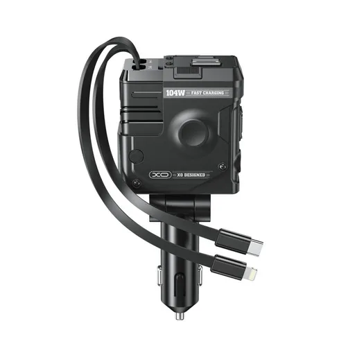 XO CC66 autós gyorstöltő PD + QC lightning és type-c kábellel (Fekete)