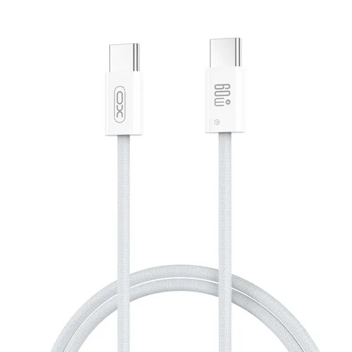 XO NB-Q273 USB-C–USB-C adatkábel (Fehér) – 60W, fonott kivitel