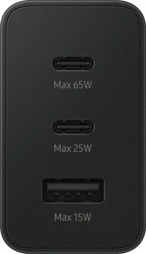 Samsung PD Trio hálózati töltő 65W 2× USB-C / USB-A (Fekete)