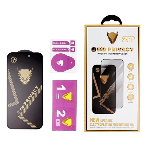 Apple iPhone 13 / 13 Pro / 14 / 16e OG Premium Privacy üvegfólia (Fekete)
