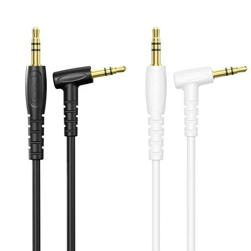 XO NB-R272 3,5 mm – 3,5 mm könyökcsatlakozós audio kábel (Fehér) - 1,0 m