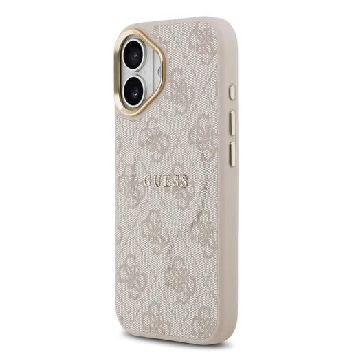 Guess PU Leather 4G Gold Frame MagSafe tok iPhone 17 (Rózsaszín)
