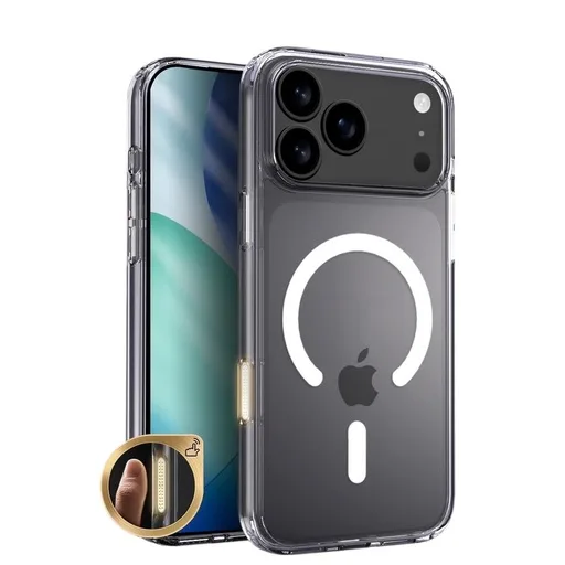 Apple iPhone 17 Pro Max Roar Haptic Button MagSafe hátlap tok (Átlátszó)
