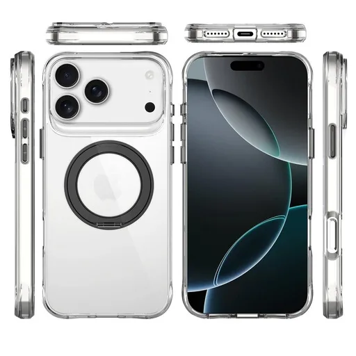 Apple iPhone 17 Pro TOKO Pure MagSafe 360 ring hátlap tok (Fekete)