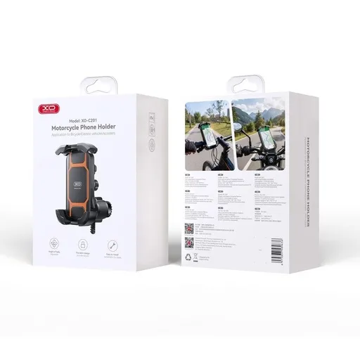 XO C201 teljesen zárt kerékpáros/motoros telefon tartó (Fekete/Narancssárga)
