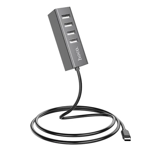Hoco HB1 HUB, USB-C - 4 USB, metálszürke