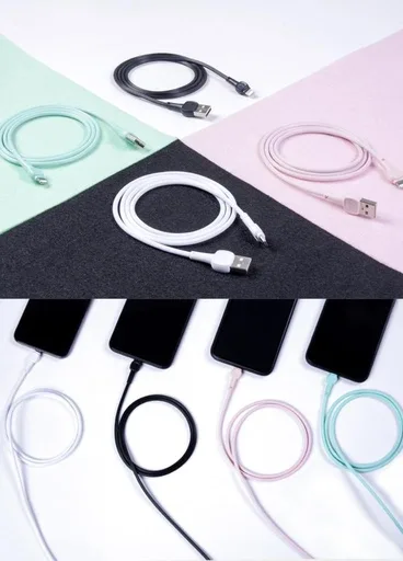 XO NB132 micro USB adatkábel Macaron (Fekete) – merevített vég
