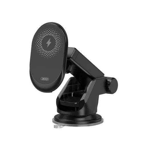 XO CX010 vezeték nélküli autós töltő, tapadókorongos, mágneses, 15W, fekete