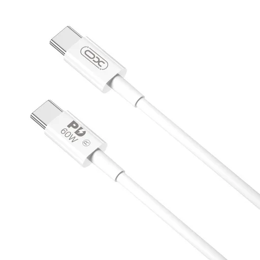 XO NB-Q190B USB-C–USB-C adatkábel (Fehér) – 2 m, PD 60W