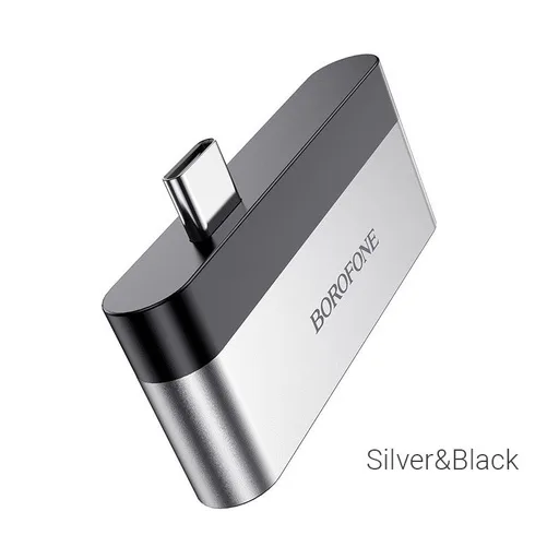 Borofone DH2 HDMI adapter, adapter USB-C HDMI + USB3.0, alumínium ötvözet, széles körű kompatibilitás, fekete