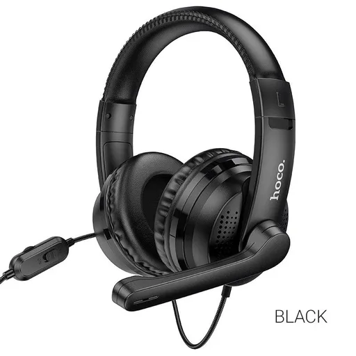 Hoco W103 vezetékes fejhallgató omnidirekcionális mikrofonnal, 3,5 mm-es csatlakozóval, 1,2 méteres kábellel, fekete