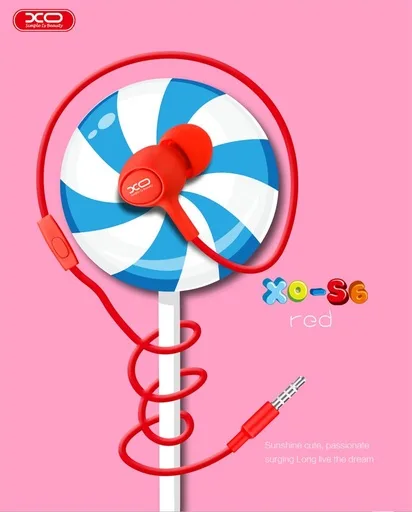 XO S6 Candy vezetékes fülhallgató (Piros) – jack 3,5 mm csatlakozóval