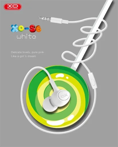 XO S6 Candy vezetékes fülhallgató (Fehér) – jack 3,5 mm csatlakozóval