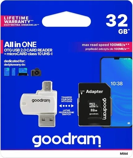 Goodram microSDHC + adapter + OTG olvasó 32GB class10 memóriakártya