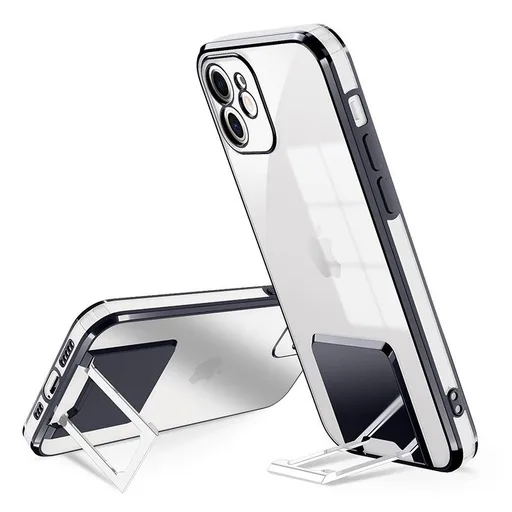 Apple iPhone 7/8/SE 2020/SE 2022 luxury kitámasztós hátlap tok (Fekete)