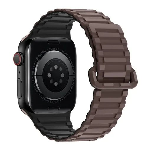 Apple Watch 42 / 44 / 45 / 49 mm Hoco WA06 flexibilis mágneses szilikon szíj kávé fekete