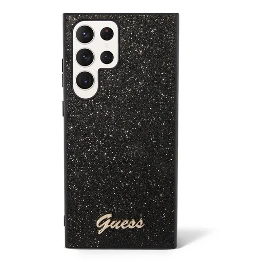 Samsung Galaxy S23 Ultra Guess Glitter Flakes Metal Logo tok (Fekete) - GUHCS23LHGGSHK