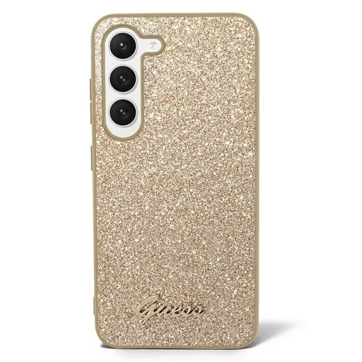 Samsung Galaxy S23 Guess Glitter Flakes Metal Logo tok (Arany) - GUHCS23SHGGSHD