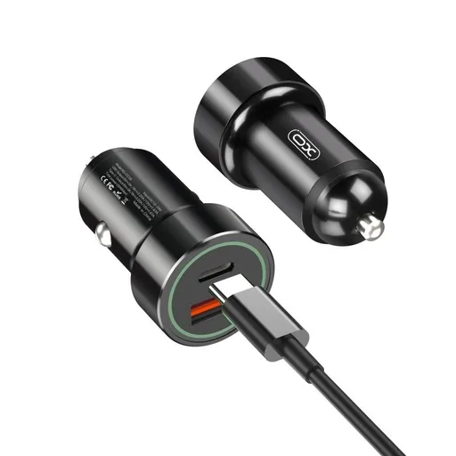 XO CC34 Autós töltő, 20W, QC3.0, PD3.0 kimenet,micro USB kábelle fekete