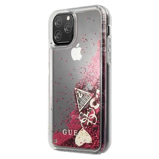 Apple iPhone 11 Pro Guess Glitter Hearts tok (Málna) - GUHCN58GLHFLRA