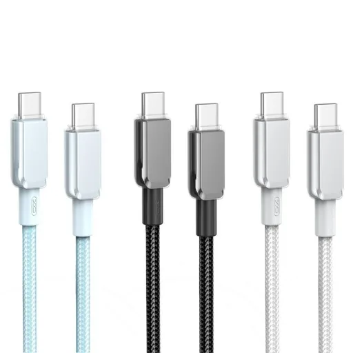 XO NB-Q250B USB-C–USB-C adatkábel (Fekete) – 60W, fényes PVC borítás