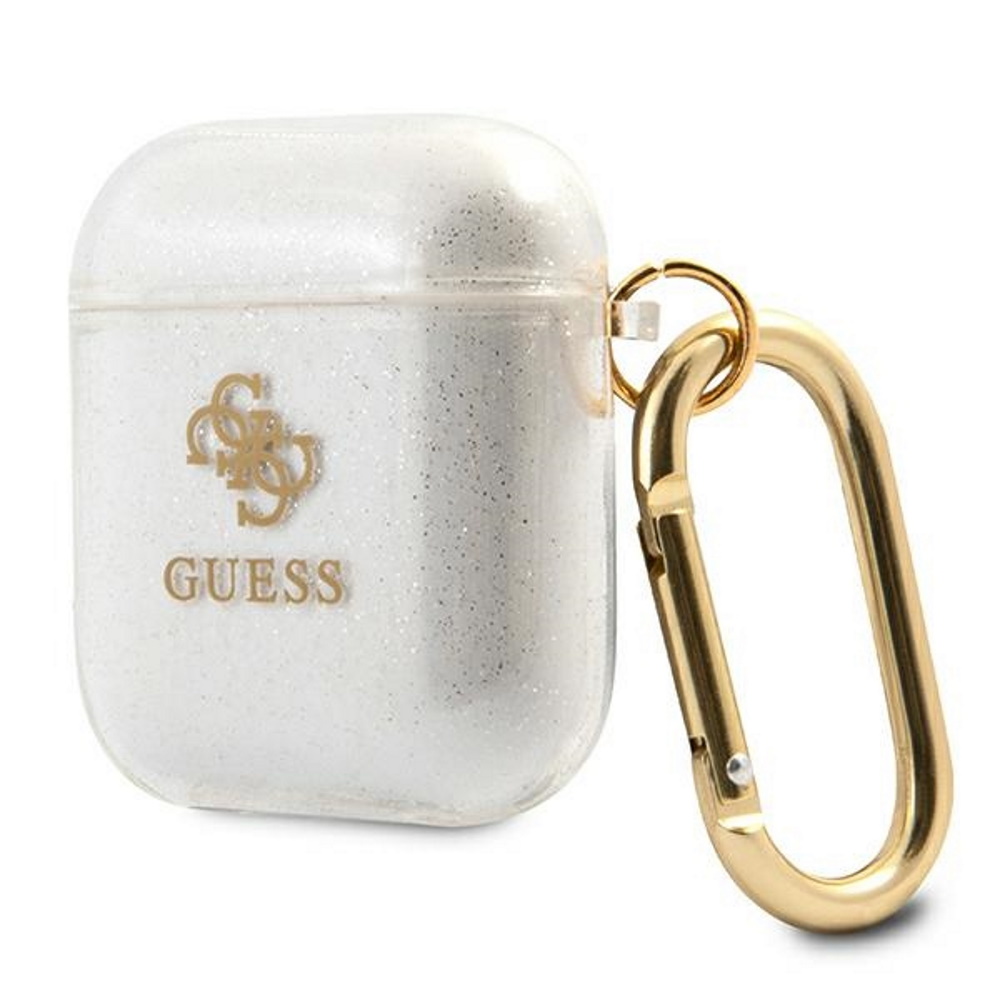 AirPods 1/2 Guess 4G TPU Glitter tok (Átlátszó) - GUA2UCG4GT