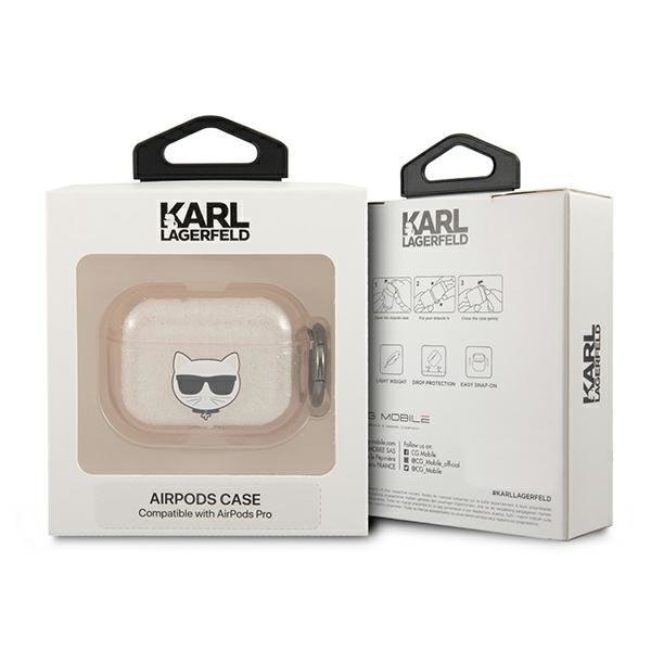 Apple AirPods Pro Karl Lagerfeld TPU Glitter Choupette Head tok (Arany - KLAPUCHGD) 0