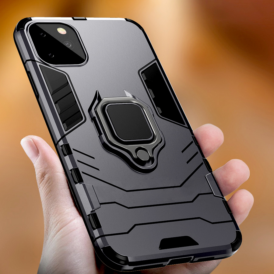 Apple iPhone 11 ring armor ütésálló hátlap tok (Fekete) 4