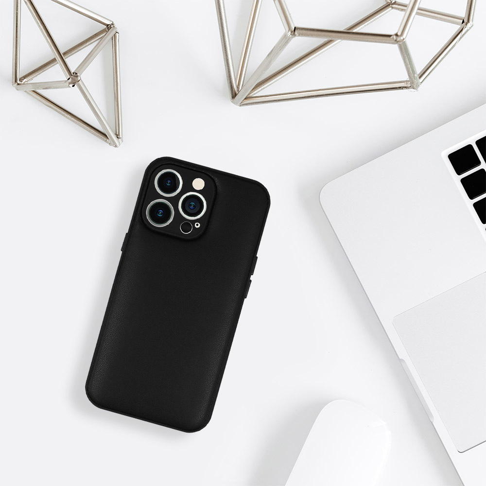 Apple iPhone 11 Leather 3D design 1 bőrhatású kemény hátlap tok (Fekete) 0