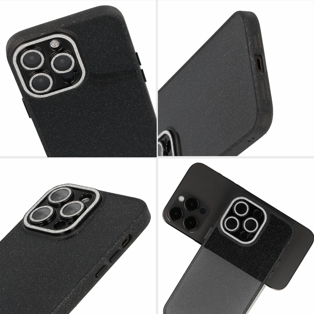 Apple Iphone 11 liquid glitter camera hátlap tok (Fekete)