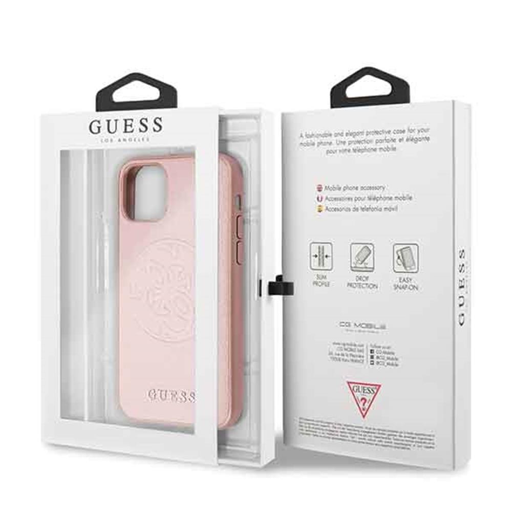 Apple iPhone 11 Pro Guess Saffiano Embossed Circle Logo tok (Rózsaszín) - GUHCN58RSSASRG