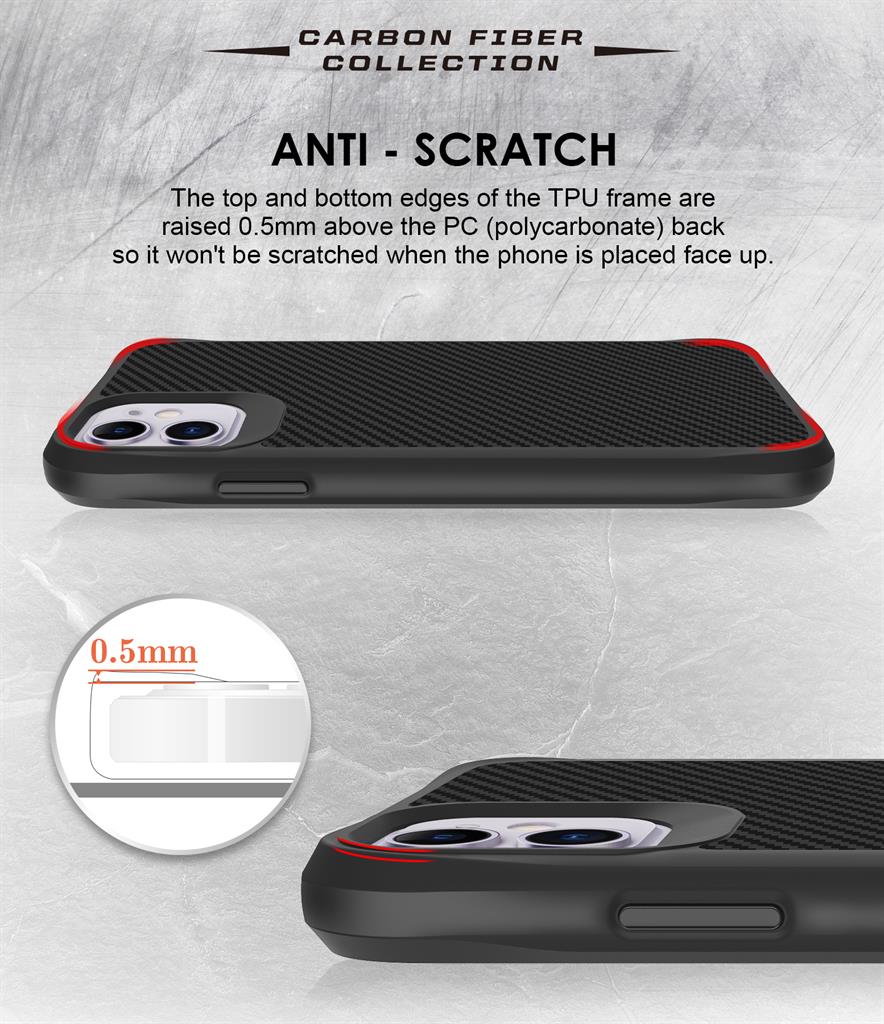 Apple iPhone 11 TOKO Carbon fiber hátlap tok (Fekete)