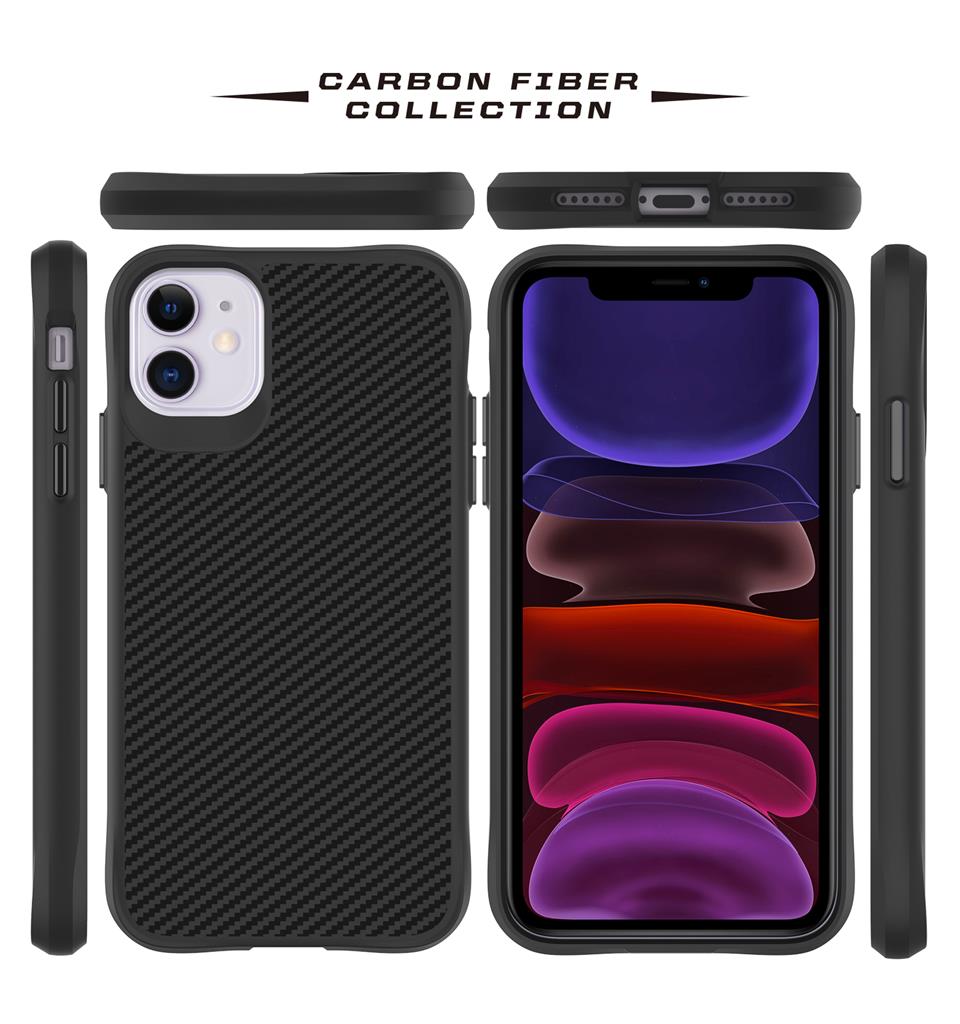 Apple iPhone 11 TOKO Carbon fiber hátlap tok (Fekete)