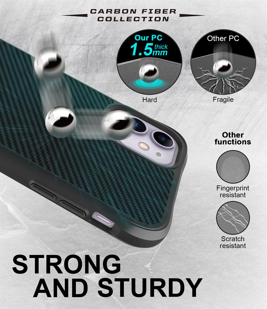 Apple iPhone 11 TOKO Carbon fiber hátlap tok (Fekete)
