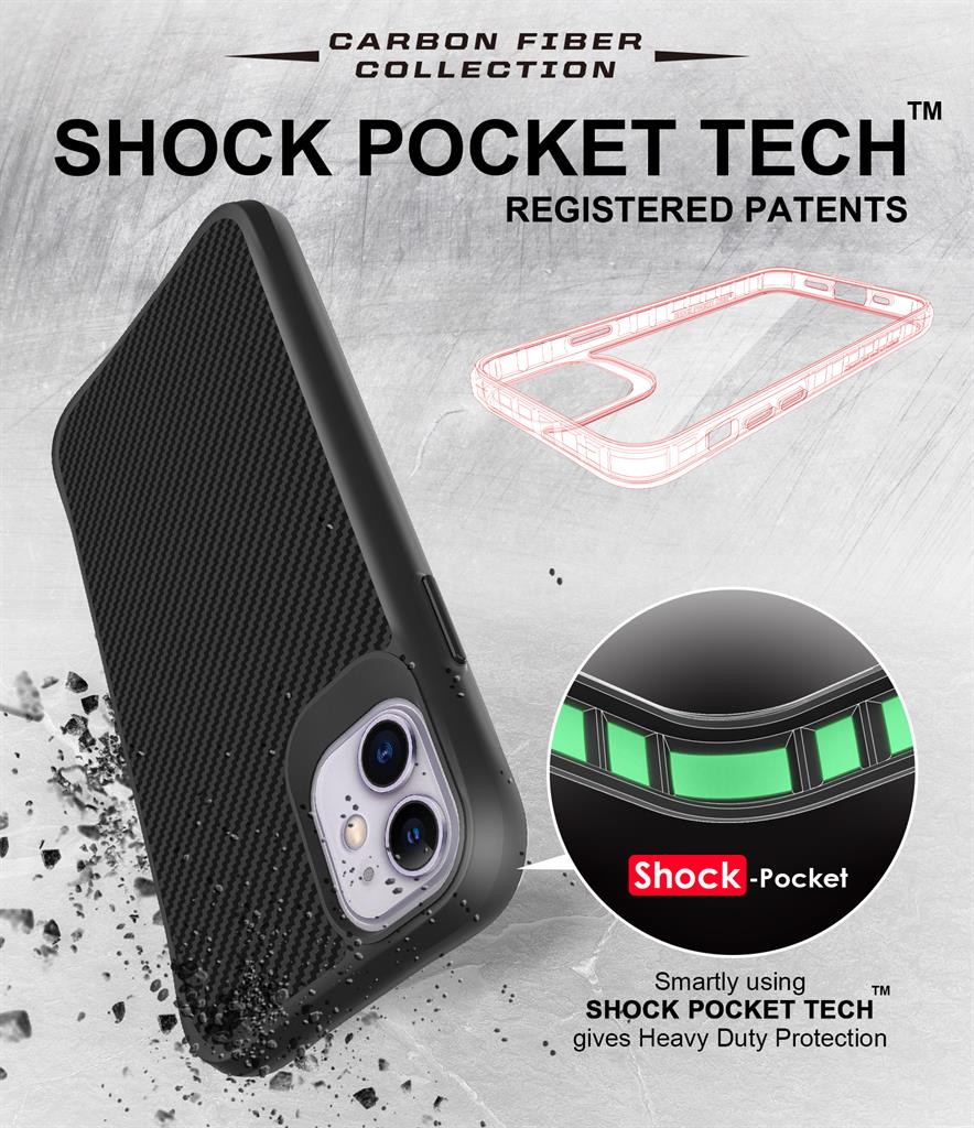 Apple iPhone 11 TOKO Carbon fiber hátlap tok (Fekete)