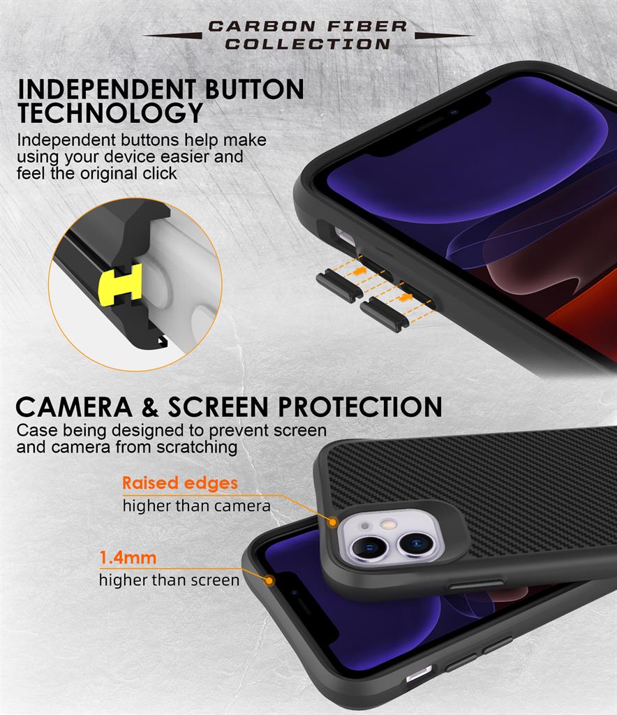 Apple iPhone 11 TOKO Carbon fiber hátlap tok (Fekete)