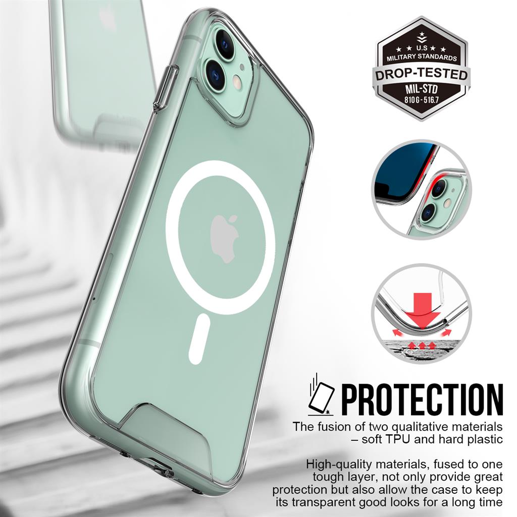Apple iPhone 11 TOKO Space magsafe hátlap tok (Átlátszó) 1
