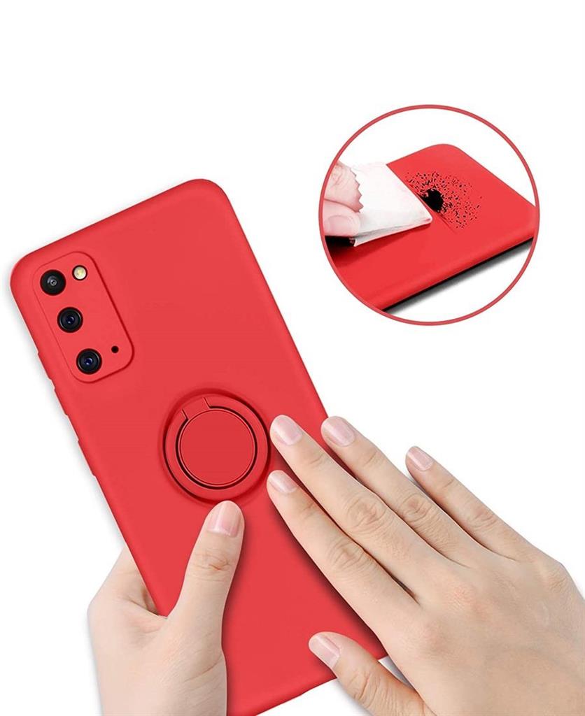 Apple iPhone 12 finger grip mágneses hátlap tok (Piros)