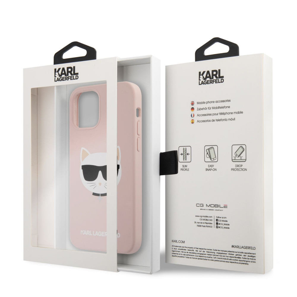 Apple iPhone 12 / iPhone 12 Pro Karl Lagerfeld Choupette Head tok (Rózsaszín - KLHCP12MSLCHLP)