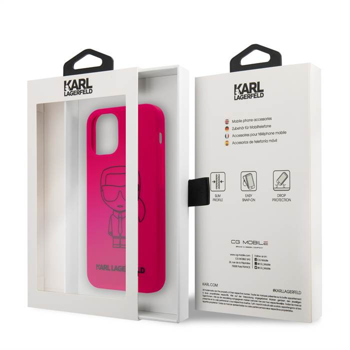 Apple iPhone 12 / iPhone 12 Pro Karl Lagerfeld Iconic Outline tok (Rózsaszín - KLHCP12MSILFLPI)