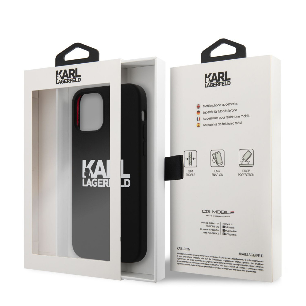 Apple iPhone 12 / iPhone 12 Pro Karl Lagerfeld Stack Logo tok (Fekete - KLHCP12MSLKLRBK)