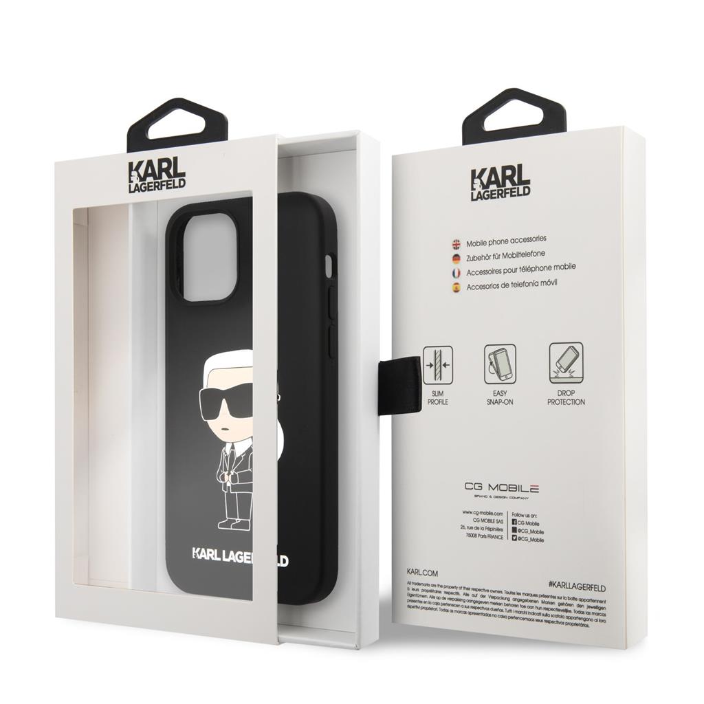 Apple iPhone 12/12 Pro Karl Lagerfeld Liquid Silicone Ikonik NFT tok (Fekete) – KLHCP12MSNIKBCK