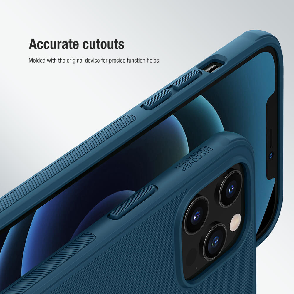 Apple iPhone 12 / iPhone 12 Pro Nillkin Super frosted shield pro strapabíró hátlap tok (Kék) 8