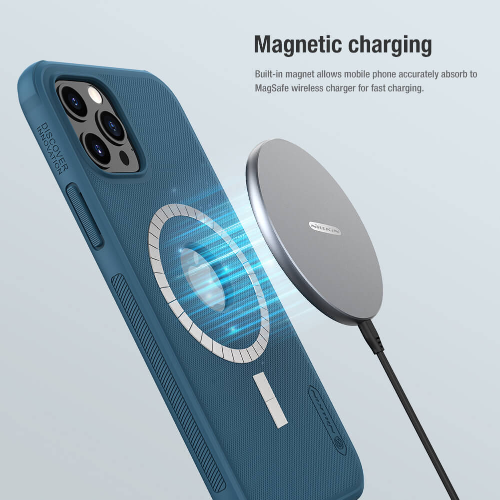 Apple iPhone 12 / iPhone 12 Pro Nillkin Super frosted shield pro strapabíró hátlap tok (Kék) 2