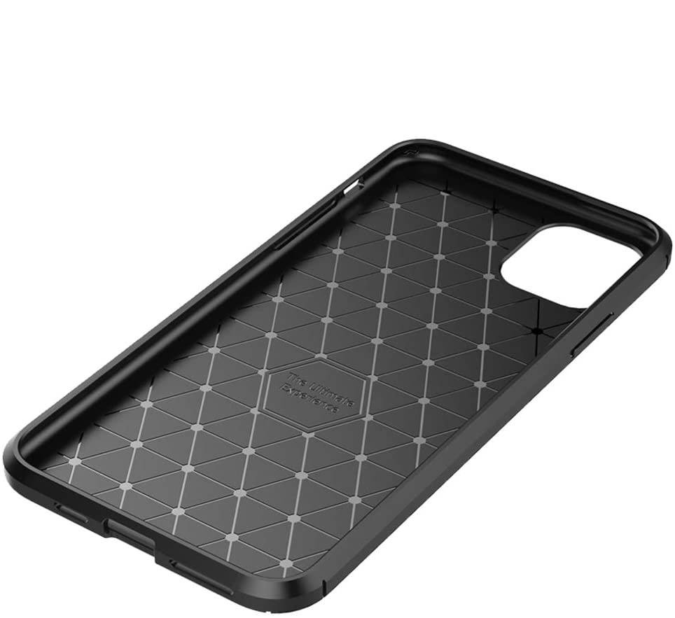 Apple iPhone 12 Pro Max carbon fiber szilikon hátlap tok, (Fekete)