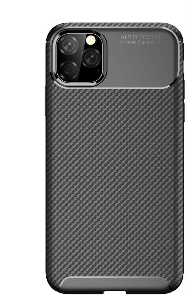 Apple iPhone 12 Pro Max carbon fiber szilikon hátlap tok, (Fekete)