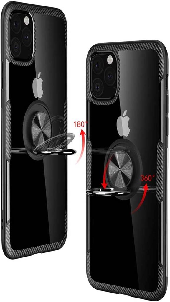 Apple iPhone 12 Pro Max carbon ring hátlap tok, (Fekete)